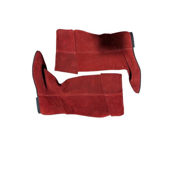DAZZLING RICH RED GENUINE SUEDE BOHO CHIC FOLD OVER TOP/SCRUNCH BOOTS! SZ 6M - Picture 7 of 11